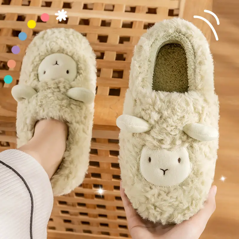 Lidani Cotton Slippers for Women with Thick Soles, Cute Furry Shoes, Velvet Postpartum Autumn and Winter Cotton Shoes for Women, Wholesale