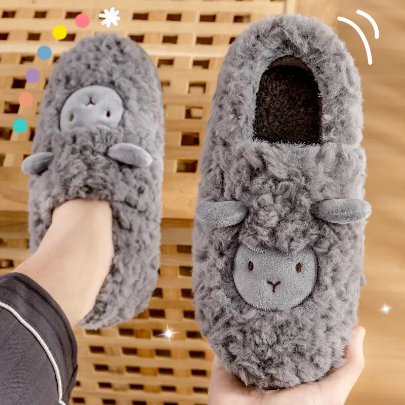 Lidani Cotton Slippers for Women with Thick Soles, Cute Furry Shoes, Velvet Postpartum Autumn and Winter Cotton Shoes for Women, Wholesale
