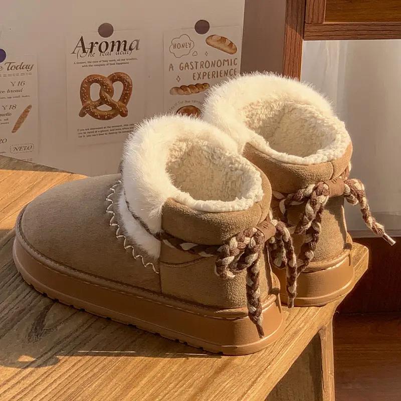 Winter Velvet Bow Tie Snow Boots with Thick Soft Sole - Image 7