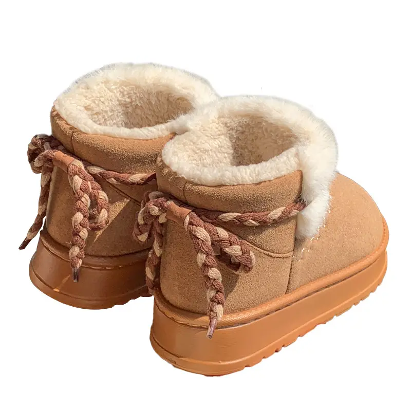 Winter Velvet Bow Tie Snow Boots with Thick Soft Sole - Image 2