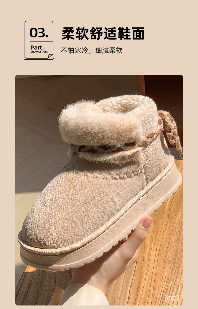 Winter Velvet Bow Tie Snow Boots with Thick Soft Sole — feature 17