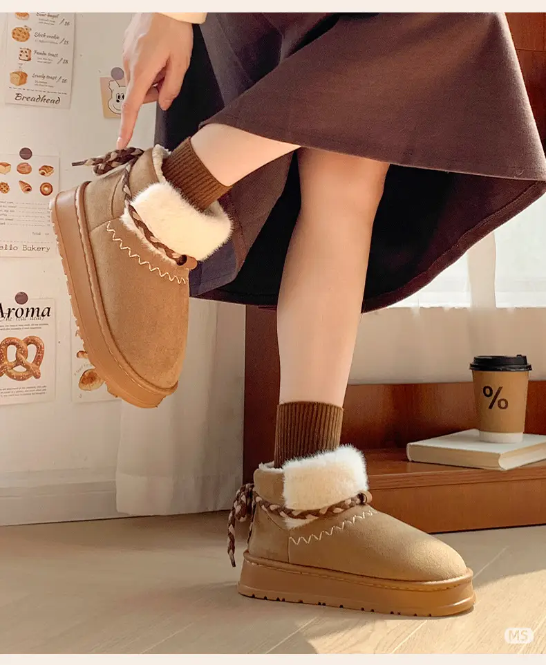 Winter Velvet Bow Tie Snow Boots with Thick Soft Sole — feature 6