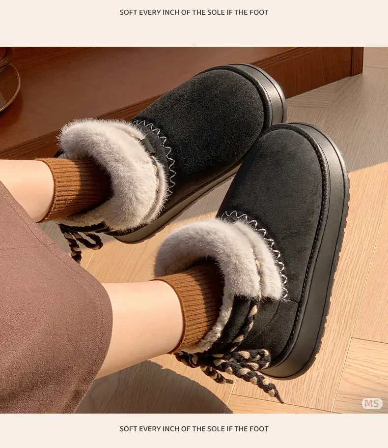 Winter Velvet Bow Tie Snow Boots with Thick Soft Sole — feature 9