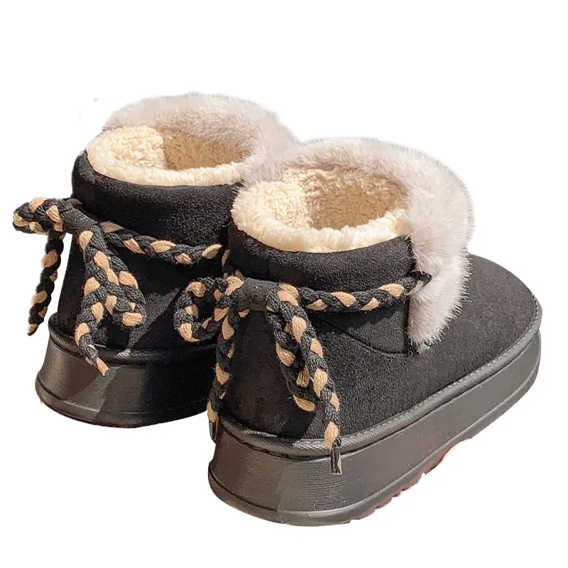 Winter Velvet Bow Tie Snow Boots with Thick Soft Sole - Image 3