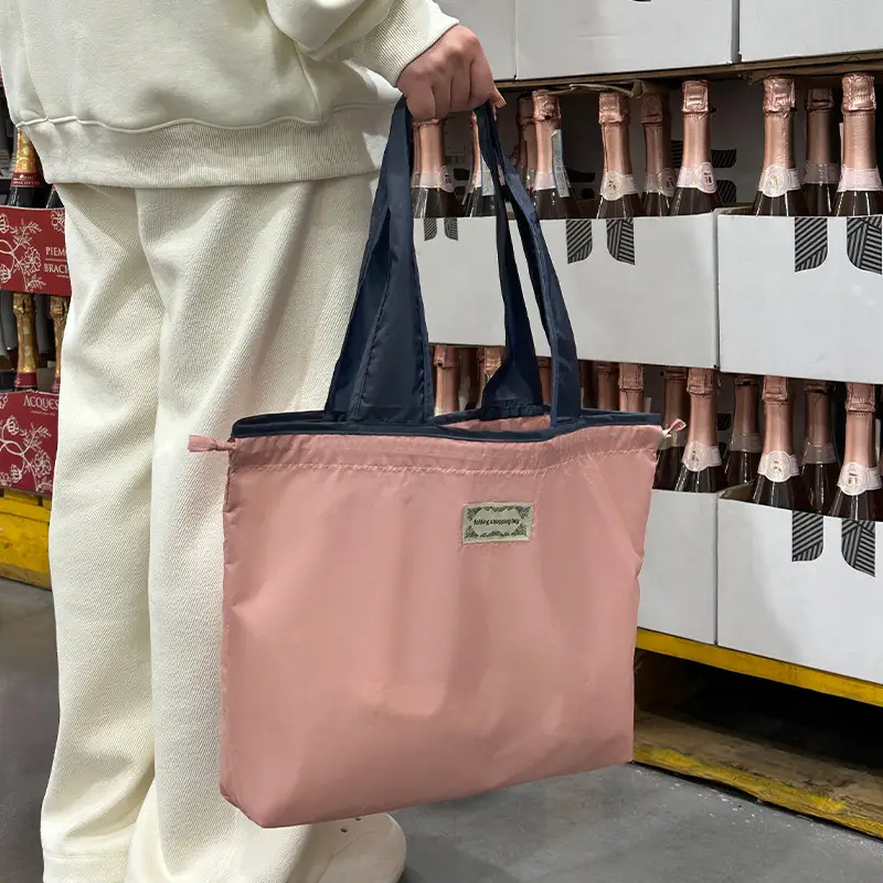 Pink Foldable Tote Bags for Women Grocery Shopping - Image 8