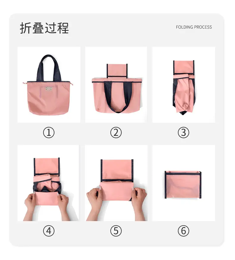 Pink Foldable Tote Bags for Women Grocery Shopping — feature 10