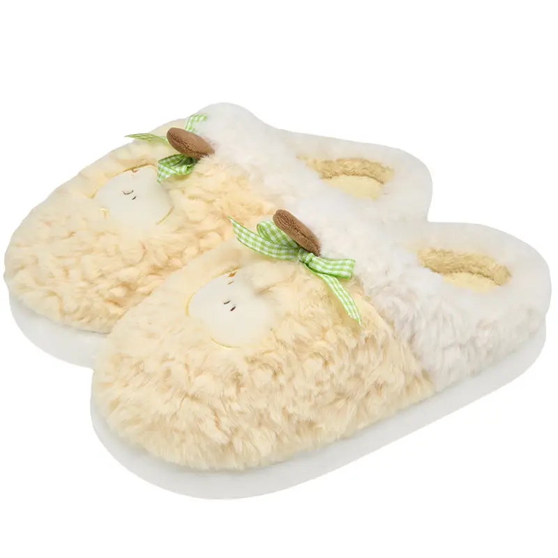 Cute Cartoon Cotton Slippers Women's Autumn and Winter 2025 New Indoor Home Couple Warm Stuffed Slippers for Home Use - Image 10