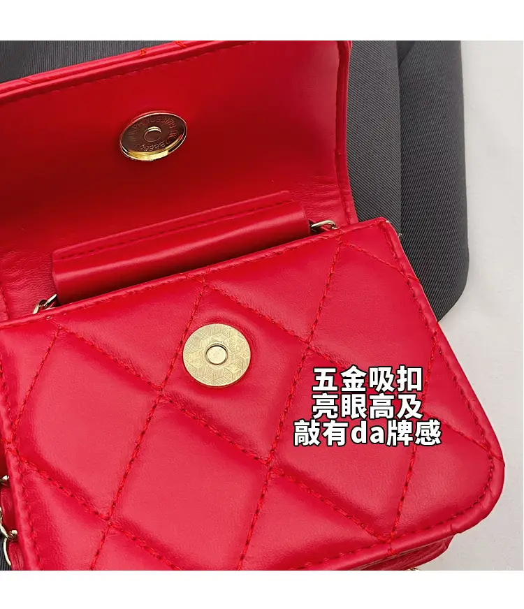 Retro Diamond Chain Shoulder Bag Gold White Red Black — feature 4