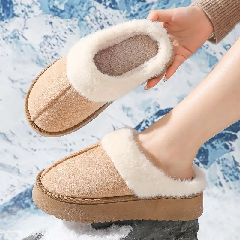 Women's Winter Snow Boots with Plush Lining, Warm and Comfortable for Outdoor Wear, Couple's Cotton Shoes for Home Indoor Use, Plush Non-Slip Maternity Shoes - Image 7