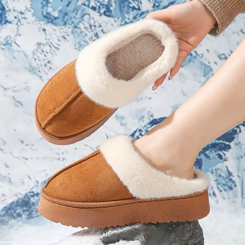 Women's Winter Snow Boots with Plush Lining, Warm and Comfortable for Outdoor Wear, Couple's Cotton Shoes for Home Indoor Use, Plush Non-Slip Maternity Shoes - Image 8