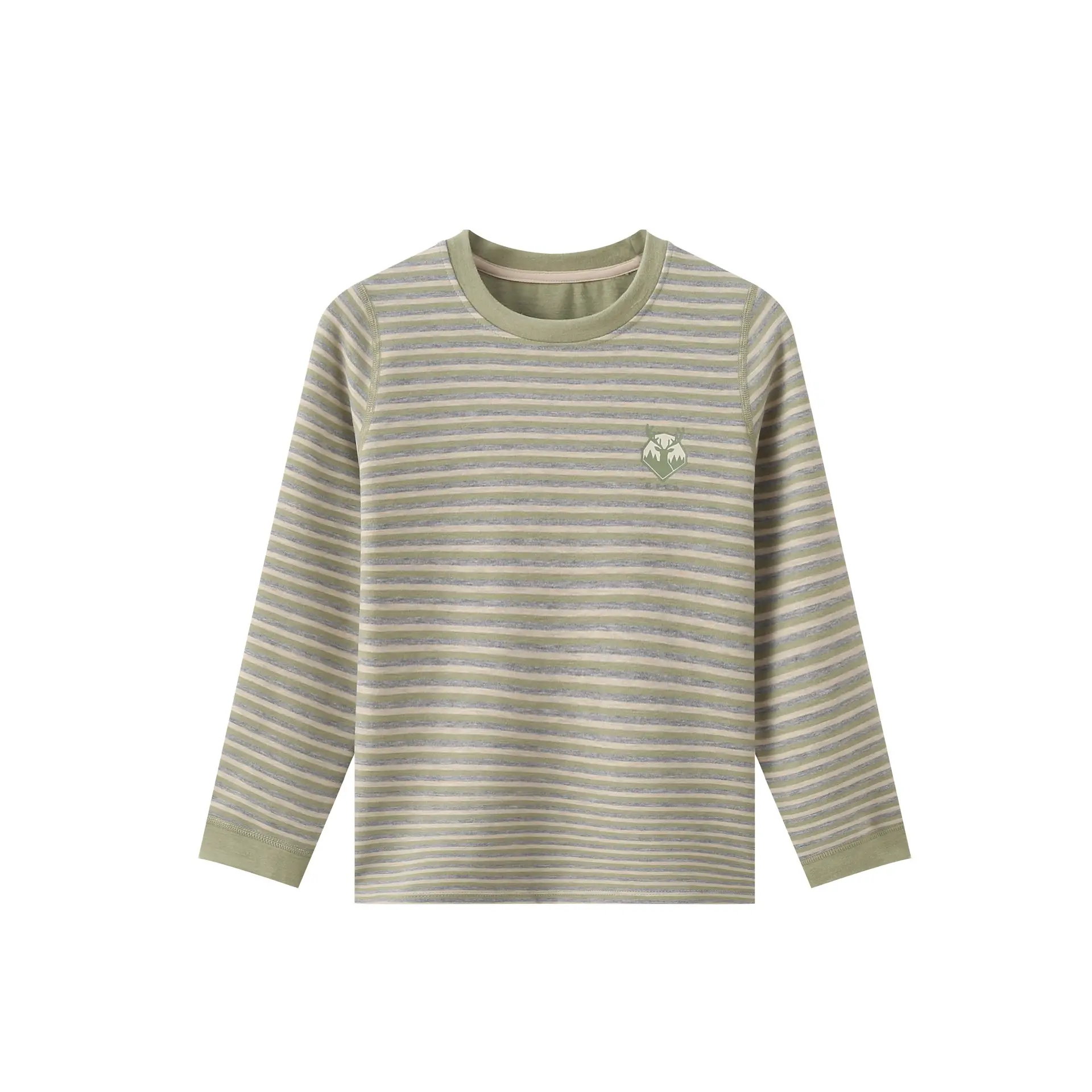 Children's Green Striped Thermal T-Shirt Medium to Large - Image 13