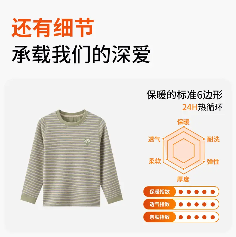 Children's Green Striped Thermal T-Shirt Medium to Large — feature 14