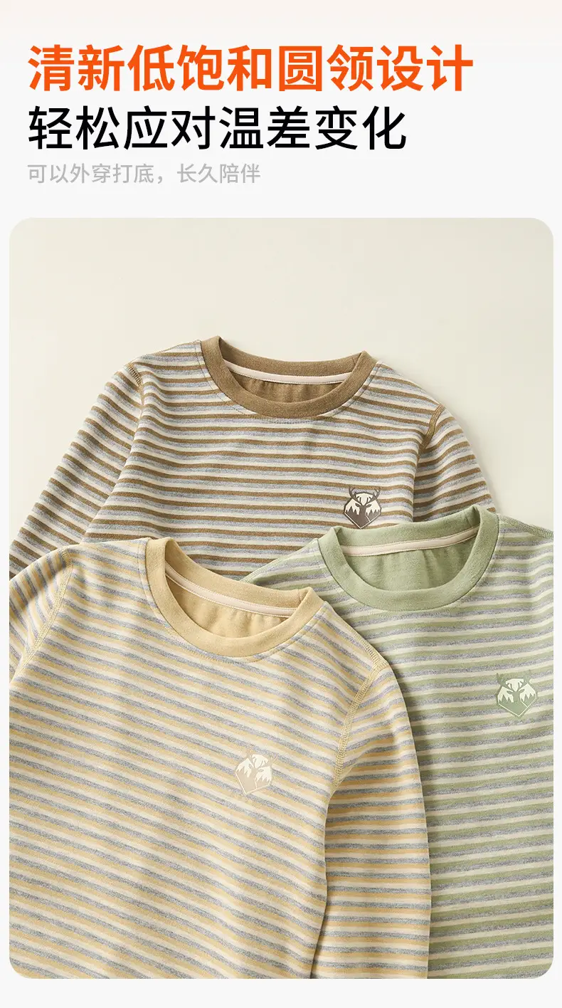 Children's Green Striped Thermal T-Shirt Medium to Large — feature 6