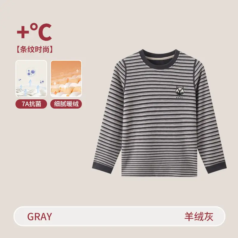 Children's Green Striped Thermal T-Shirt Medium to Large - Image 2