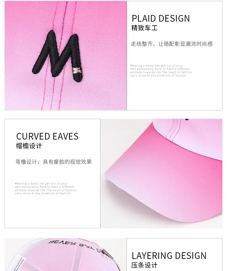 Pink 3D Letter Cap for Women Spring Summer Sunshade — feature 3