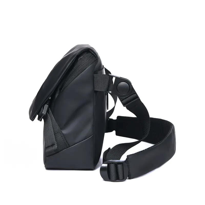 Men's Black Crossbody Messenger Bag Adjustable Strap
