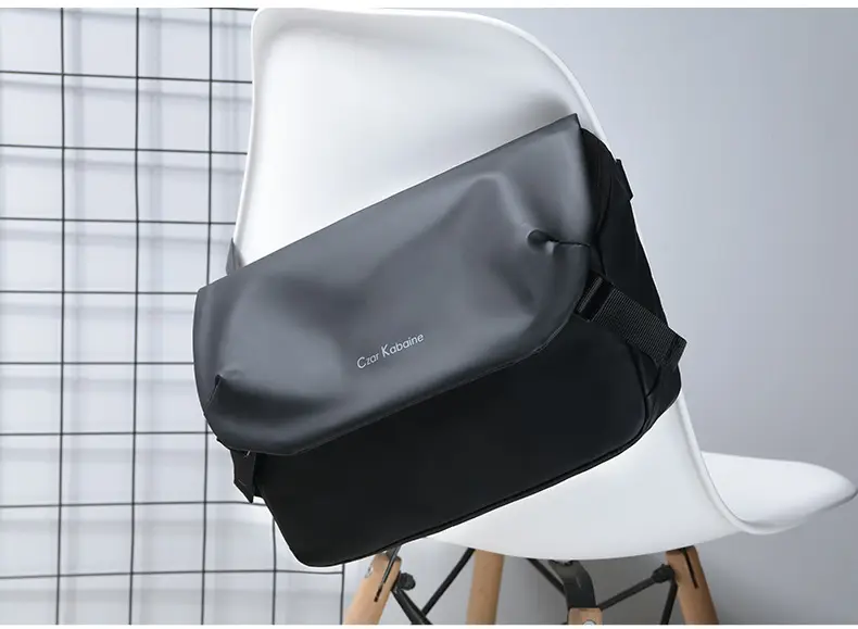 Men's Black Crossbody Messenger Bag Adjustable Strap — feature 28