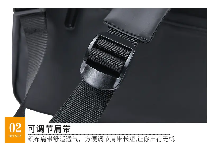 Men's Black Crossbody Messenger Bag Adjustable Strap — feature 32