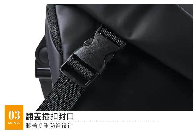 Men's Black Crossbody Messenger Bag Adjustable Strap — feature 33