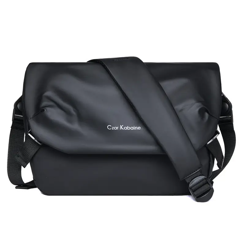 Men's Black Crossbody Messenger Bag Adjustable Strap