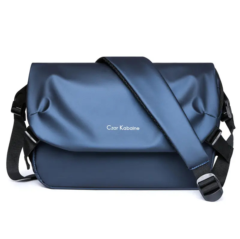 Men's Black Crossbody Messenger Bag Adjustable Strap