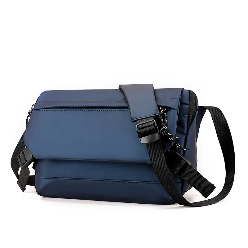 Men's Black Crossbody Messenger Bag Adjustable Strap
