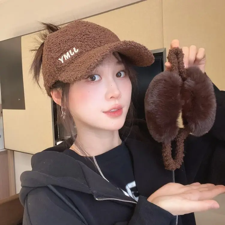 Women's 2025 Duckbill Cap with Detachable Plush Earmuffs