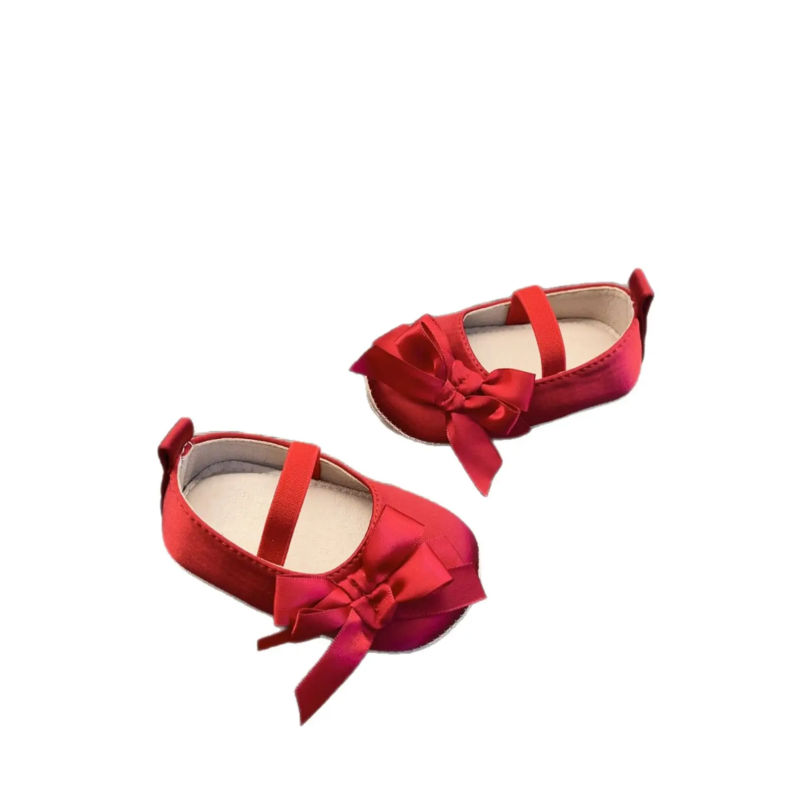 Red Bow Toddler Shoes for Girls, Soft Bottom, Festive Wedding