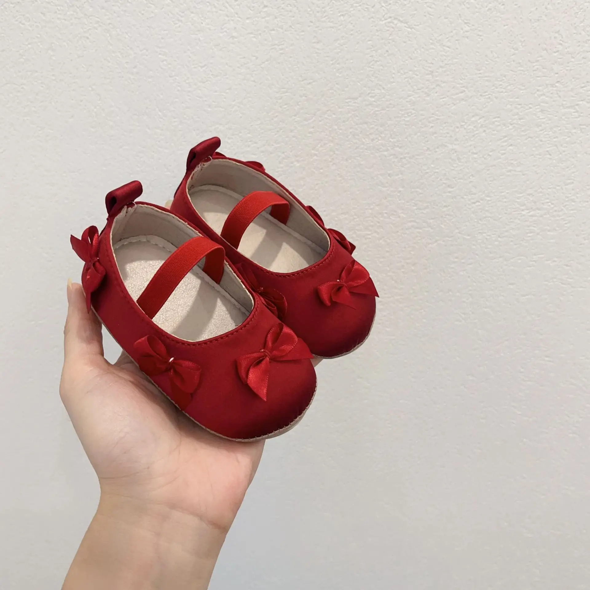 Wedding Red Bow Baby Shoes 0-2Yrs Anti-Fall