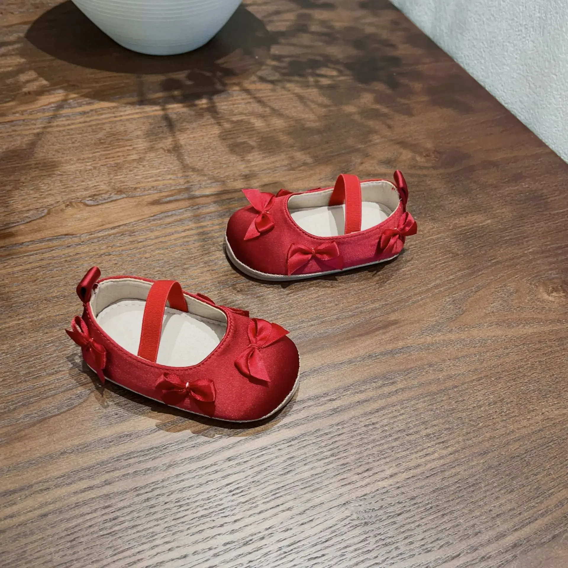 Wedding Red Bow Baby Shoes 0-2Yrs Anti-Fall
