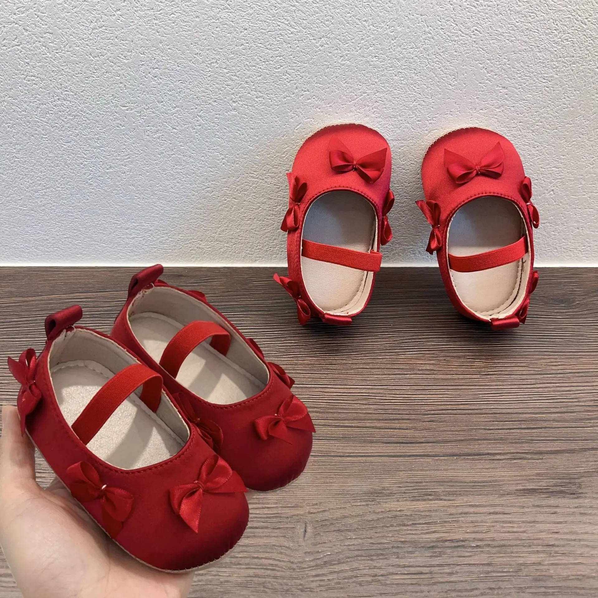 Wedding Red Bow Baby Shoes 0-2Yrs Anti-Fall — feature 1