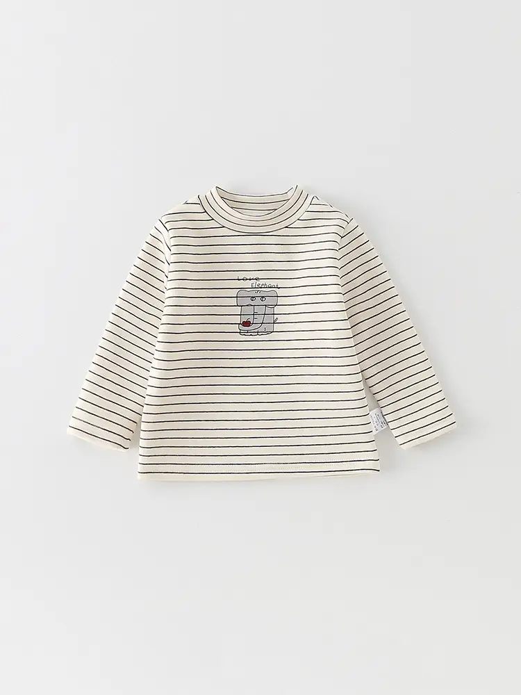 Baby Fleece Striped Long Sleeve T-Shirt for Boys - Image 5