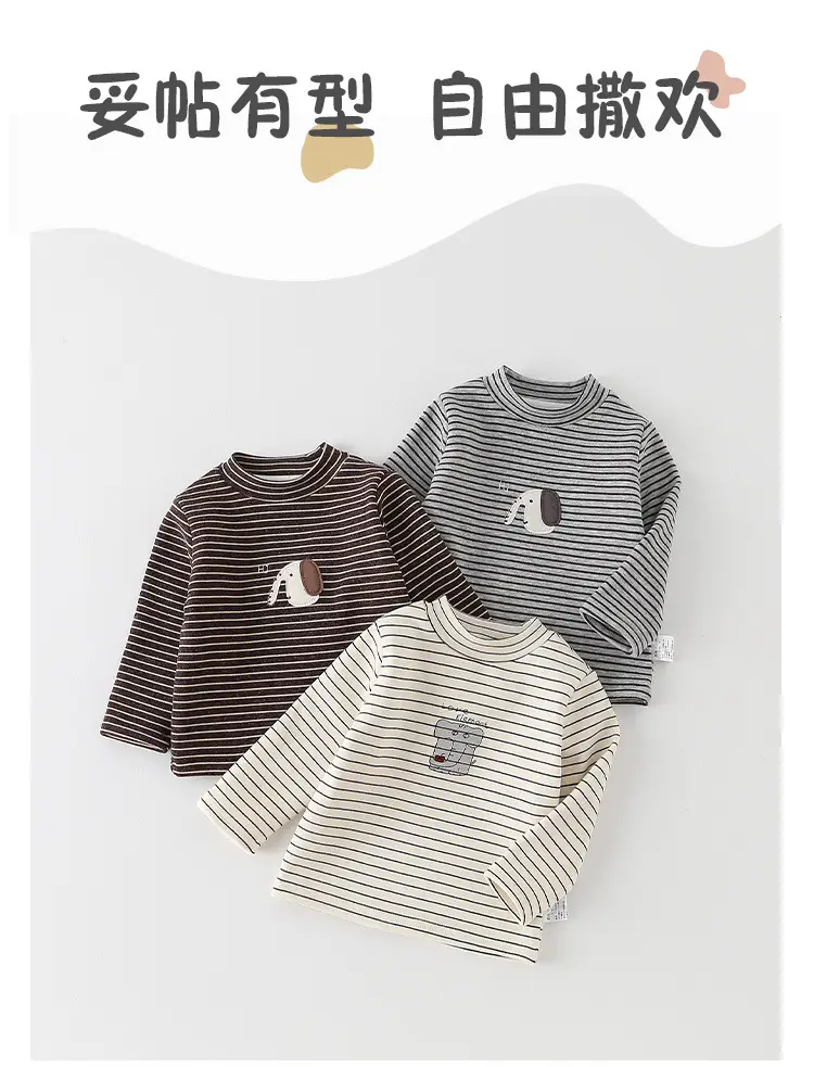Baby Fleece Striped Long Sleeve T-Shirt for Boys — feature 1