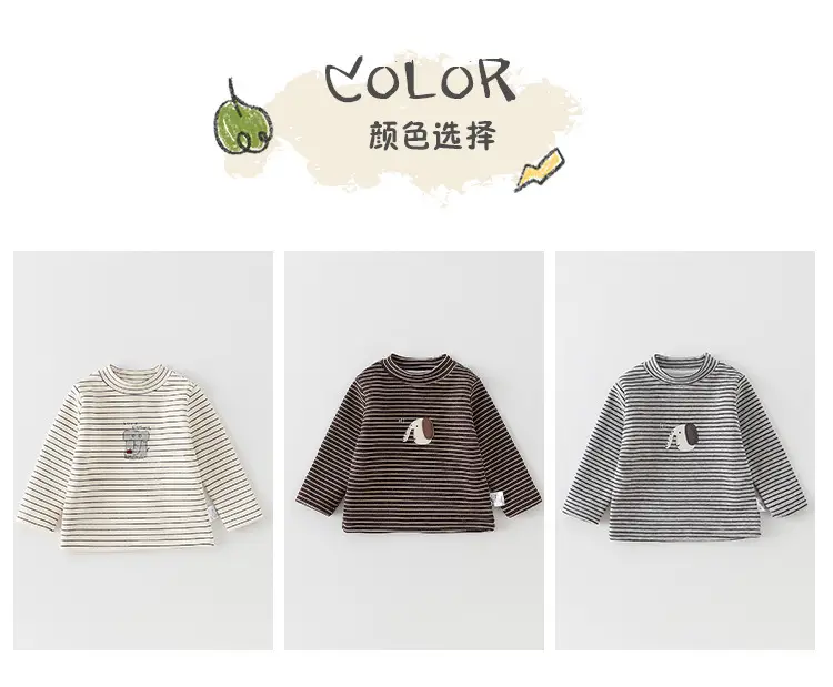 Baby Fleece Striped Long Sleeve T-Shirt for Boys — feature 3