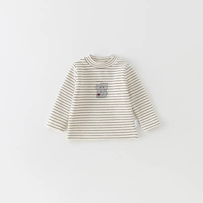 Baby Fleece Striped Long Sleeve T-Shirt for Boys - Image 2