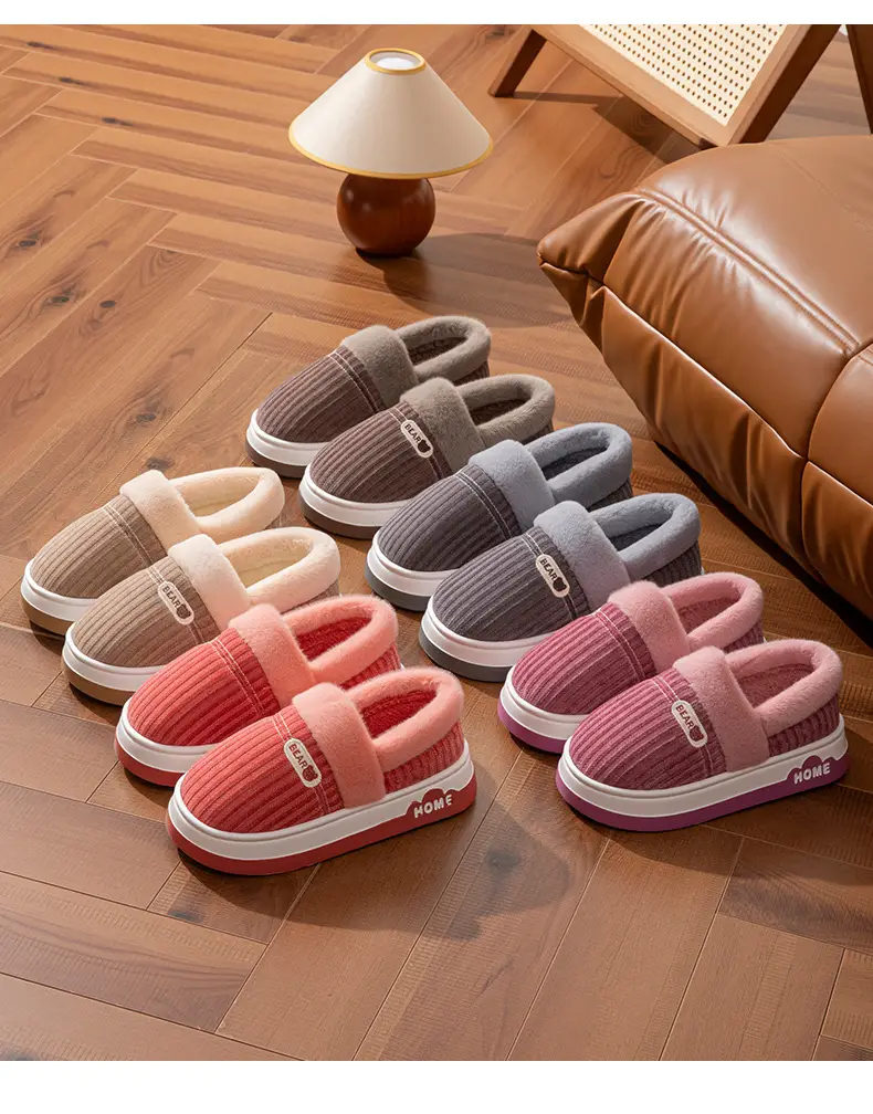 Autumn and Winter New Style Velvet Thick-Soled Warm Cotton Slippers for Girls to Wear at Home and Fashionable Couples High-Heeled Thick-Soled Cotton Slippers — feature 3