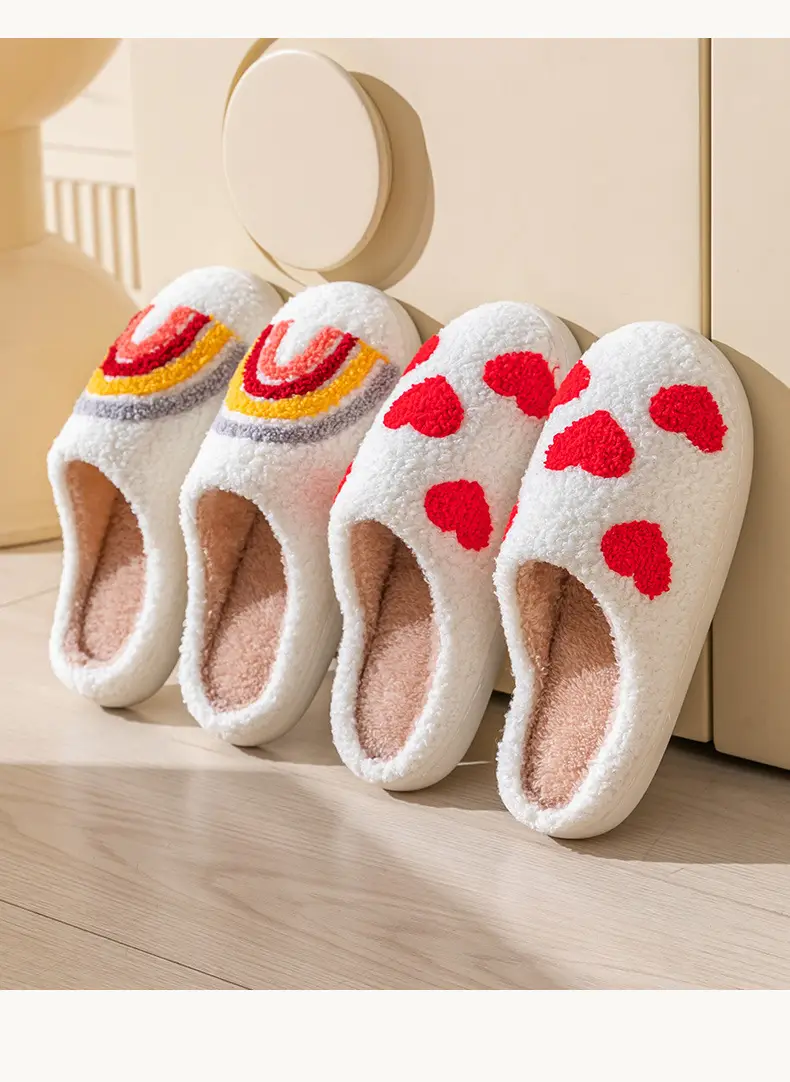 Women Winter Warm Cotton Slippers Red Heart Design — feature 20