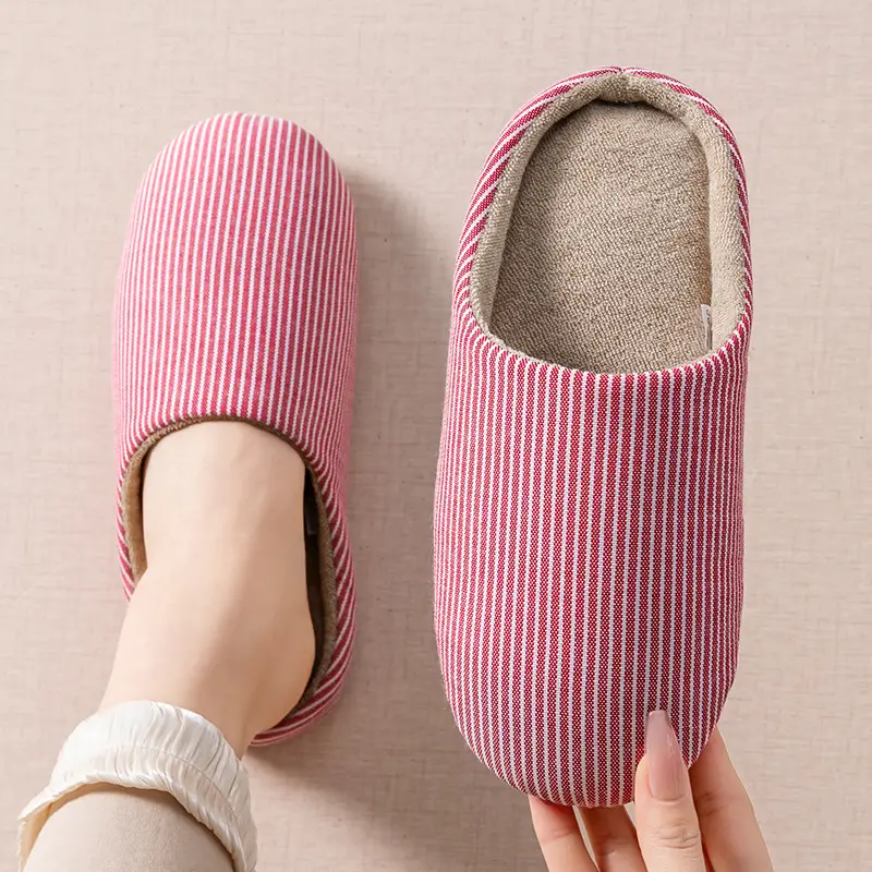 Women Winter Warm Cotton Slippers Red Heart Design
