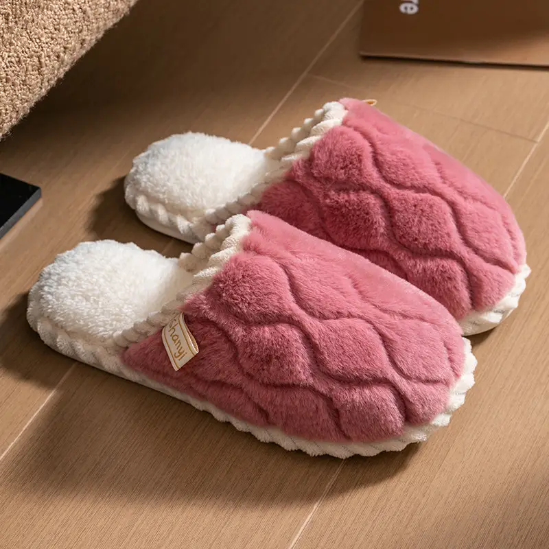 Women Winter Warm Cotton Slippers Red Heart Design