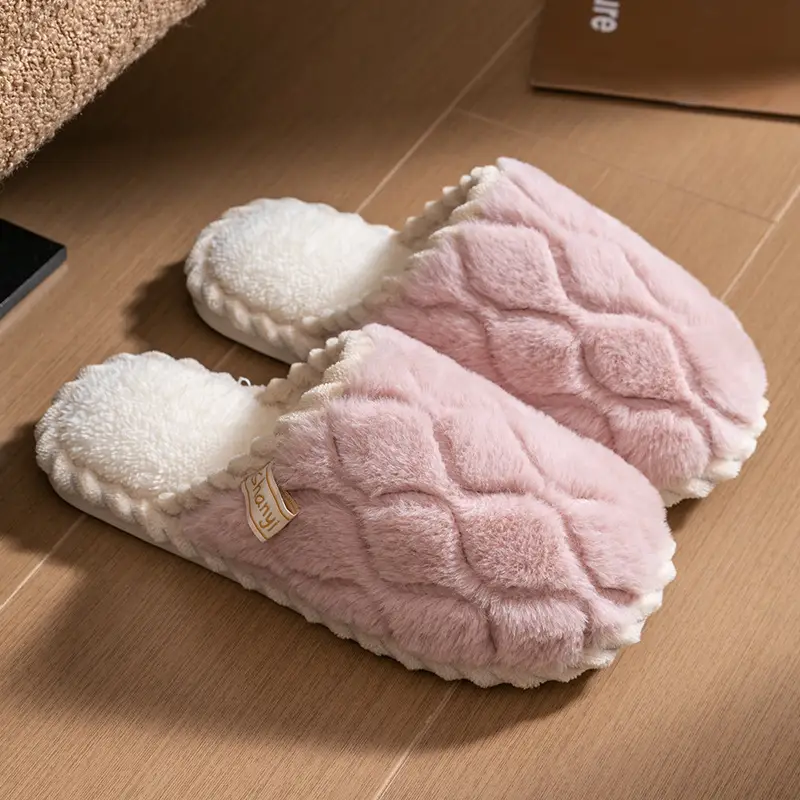 Women Winter Warm Cotton Slippers Red Heart Design