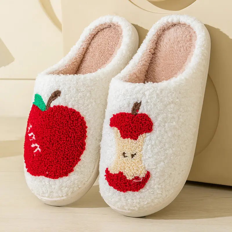 Women Winter Warm Cotton Slippers Red Heart Design