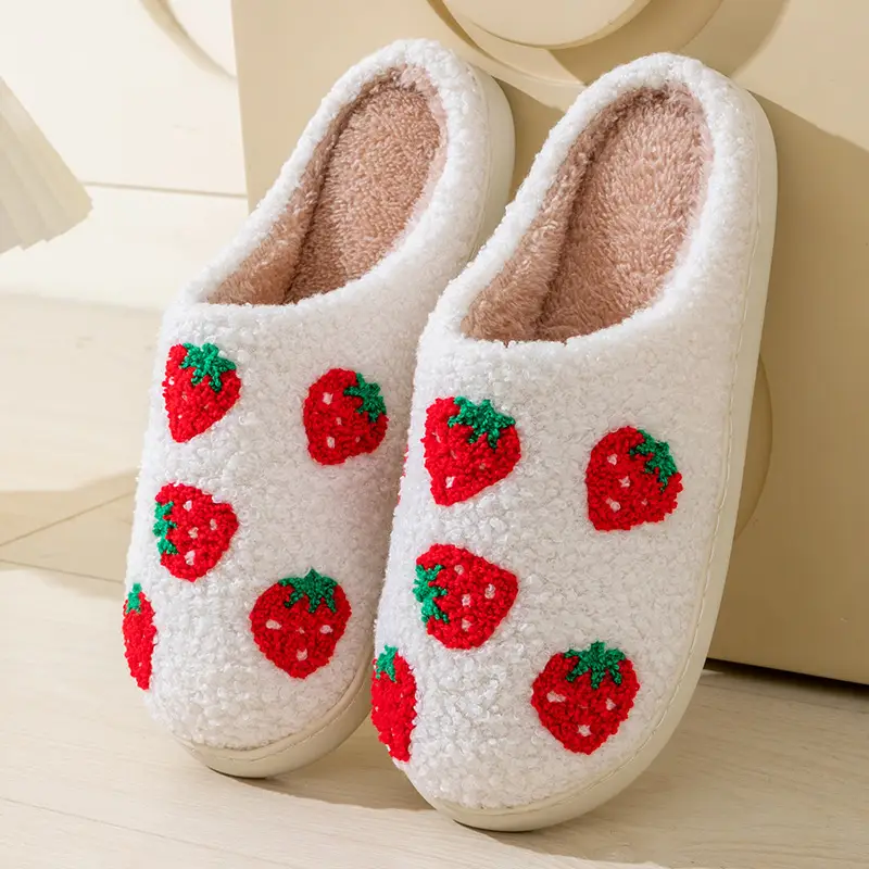 Women Winter Warm Cotton Slippers Red Heart Design