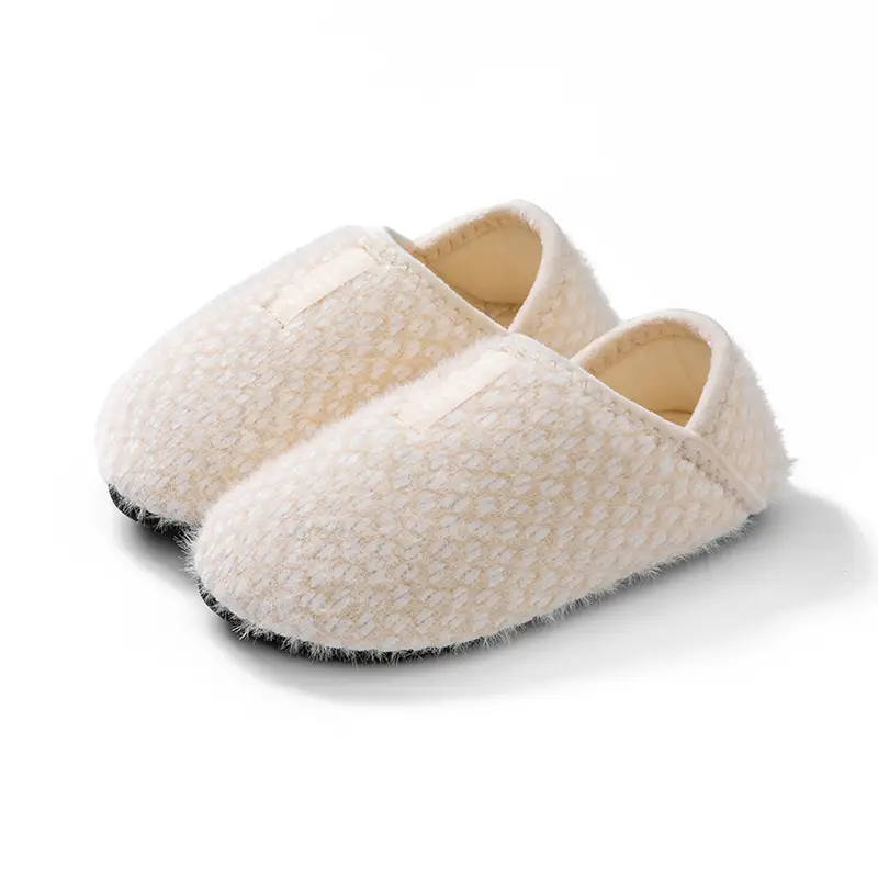 Autumn and Winter Thick-Soled Home Cotton Slippers, Solid Color Maternity Slippers, Knitted Slippers, Comfortable Floor Shoes, Home Shoes, Floor Socks