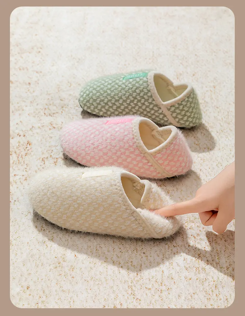 Autumn and Winter Thick-Soled Home Cotton Slippers, Solid Color Maternity Slippers, Knitted Slippers, Comfortable Floor Shoes, Home Shoes, Floor Socks — feature 10