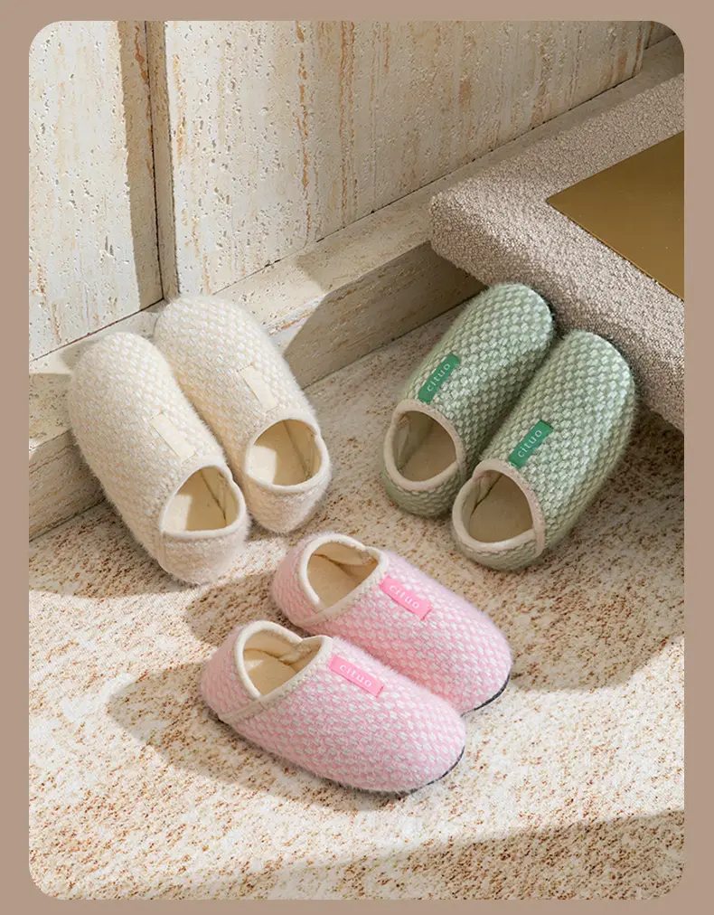 Autumn and Winter Thick-Soled Home Cotton Slippers, Solid Color Maternity Slippers, Knitted Slippers, Comfortable Floor Shoes, Home Shoes, Floor Socks — feature 11