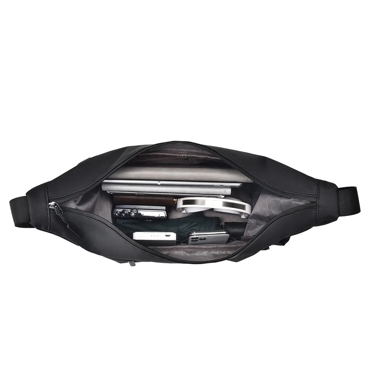 Men's Black Crossbody Messenger Bag with Adjustable Strap - Image 7