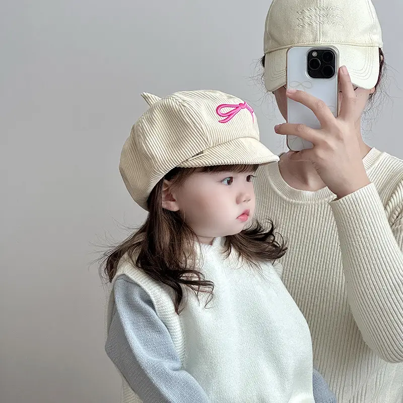 Red Korean Style Peaked Hat for Girls - Image 8