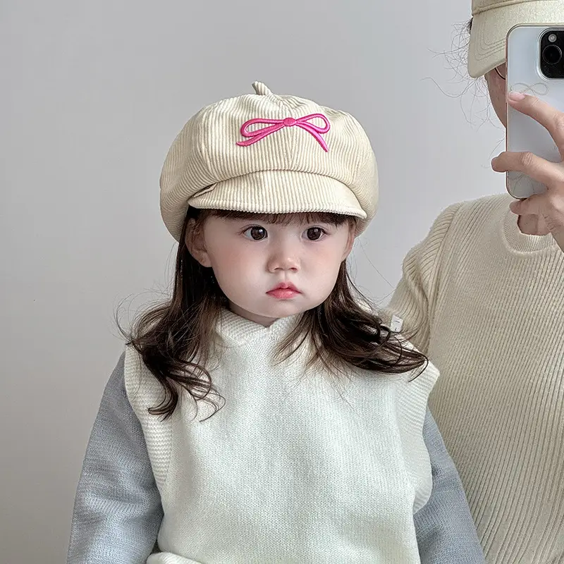 Red Korean Style Peaked Hat for Girls — feature 1