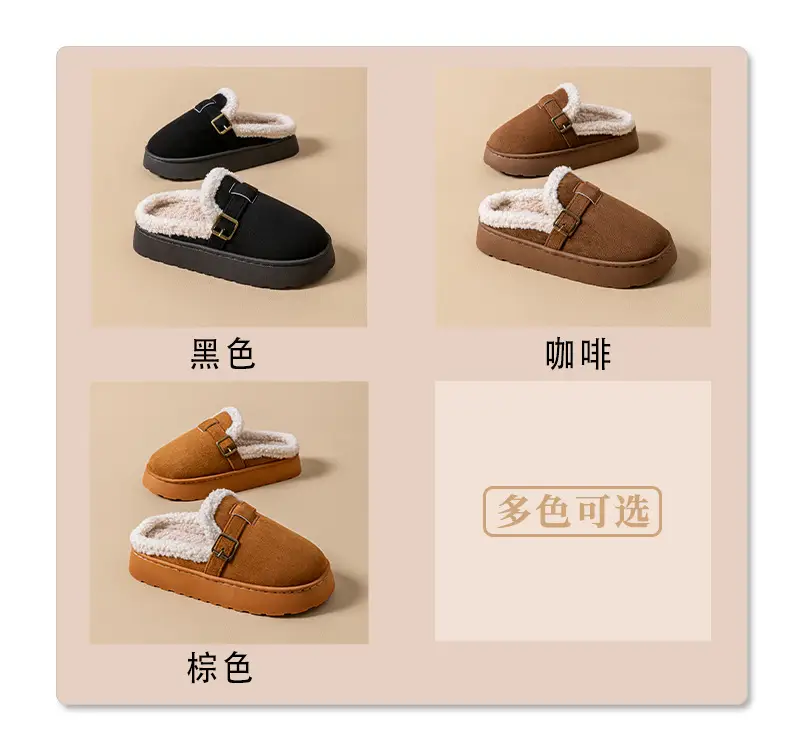 2025 New Birkenstock Shoes for Women in Autumn and Winter Indoor Home Fleece-Lined Warm Retro Slip-On Durable Toe-Cap Cotton Slippers — feature 10