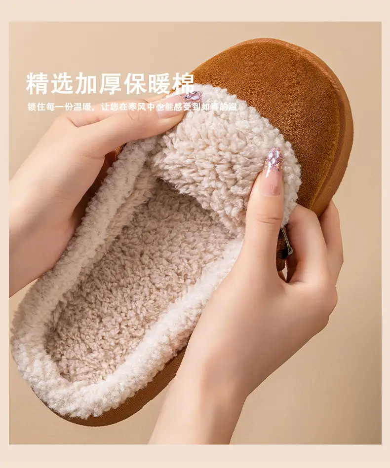 2025 New Birkenstock Shoes for Women in Autumn and Winter Indoor Home Fleece-Lined Warm Retro Slip-On Durable Toe-Cap Cotton Slippers — feature 14